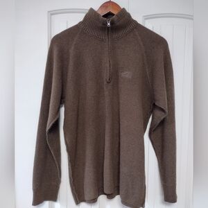 The North Face Men's AP3E Brown Wool Blend 1/4 Zip Pullover Logo Sweater Medium